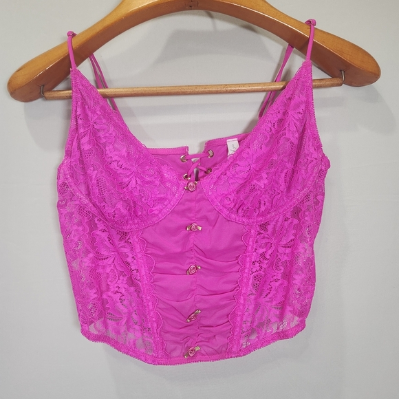 Urban Outfitters Pink Lace Corset with Underwire Support XL - Picture 2 of 8